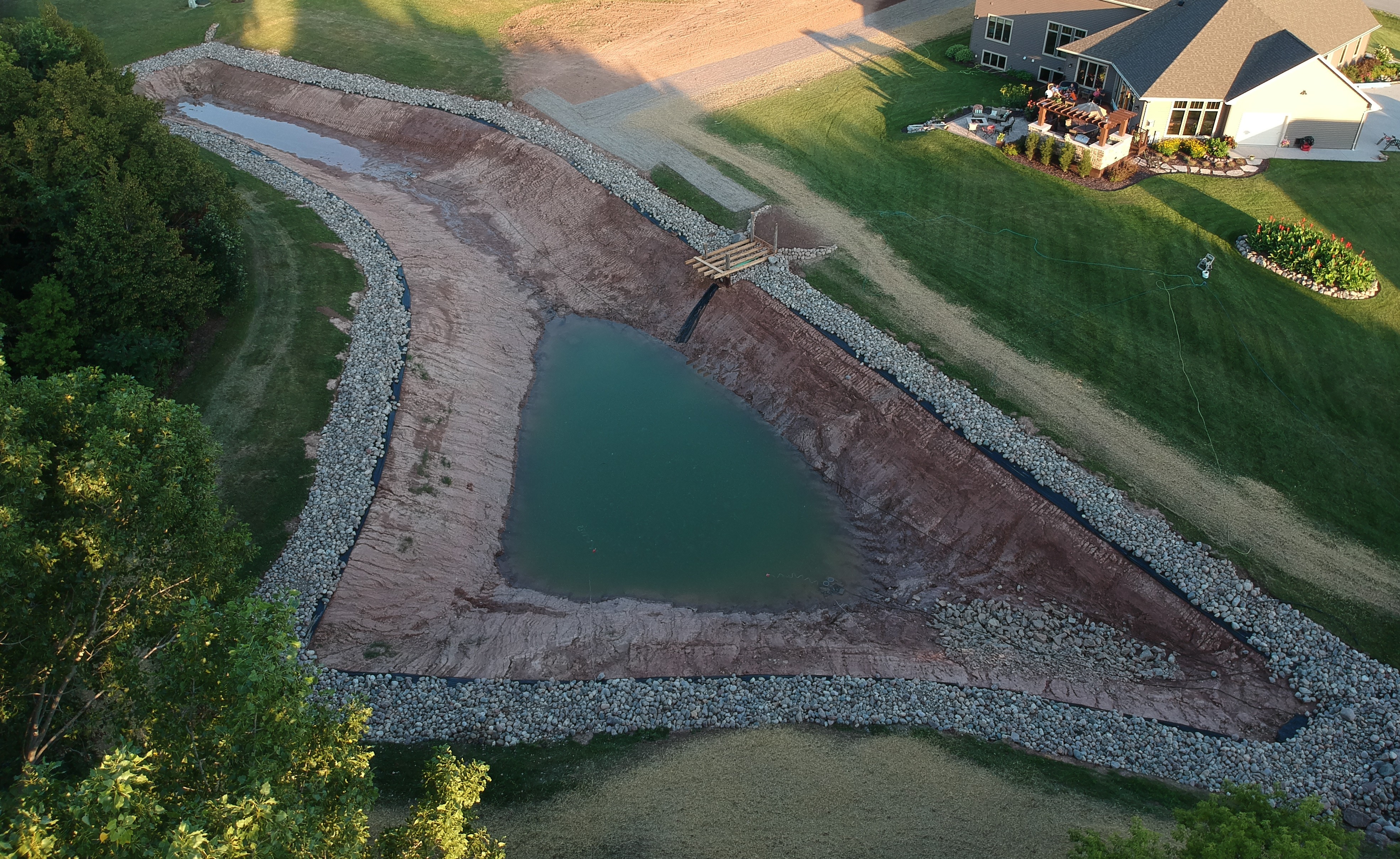 Aerial view of the pond when first established